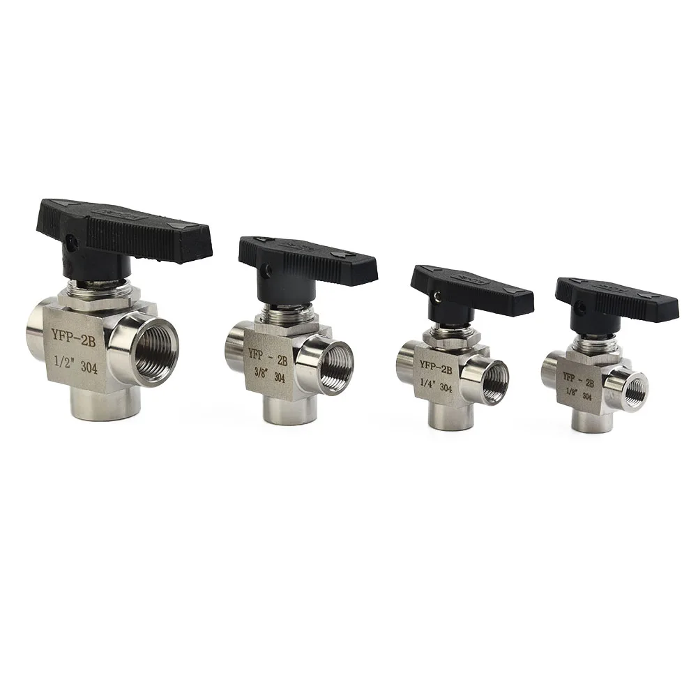 

304 Stainless Steel Female Thread Valve, 3 Way Ball Valve, Suitable for Water, Oil, Gas, High Temperature and Pressure Resistant