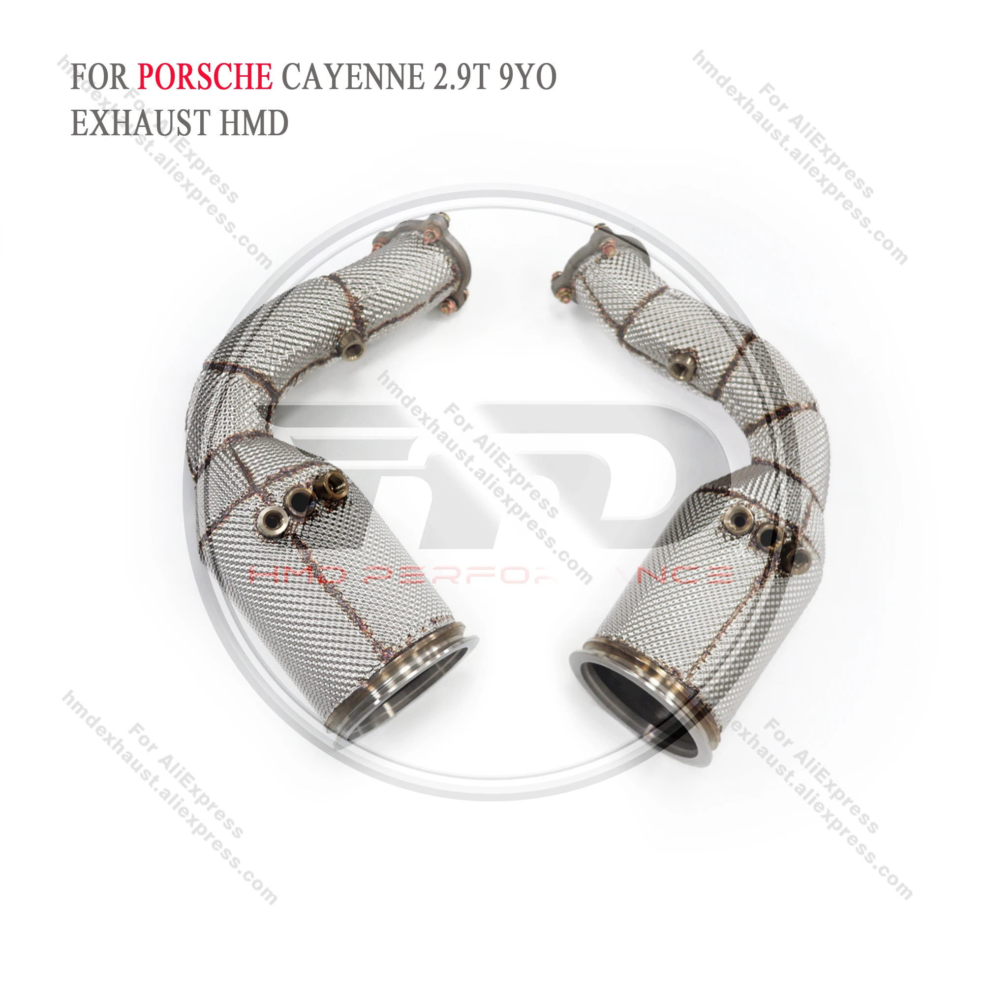 HMD Exhaust System High Flow Performance Downpipe for Porsche cayenne 9YO 2.9T With OPF Heat Shield Racing Pipe