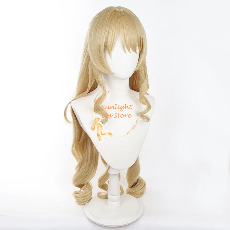 Fontaine Navia-Perruque de Cosplay en Lin, Cheveux Synthétiques, Accessoires d'Anime, Bonnet, 95cm