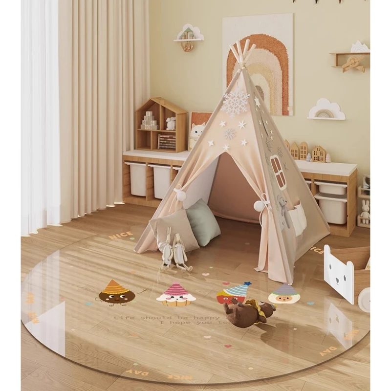 

Children's room round transparent soft glass floor mat
