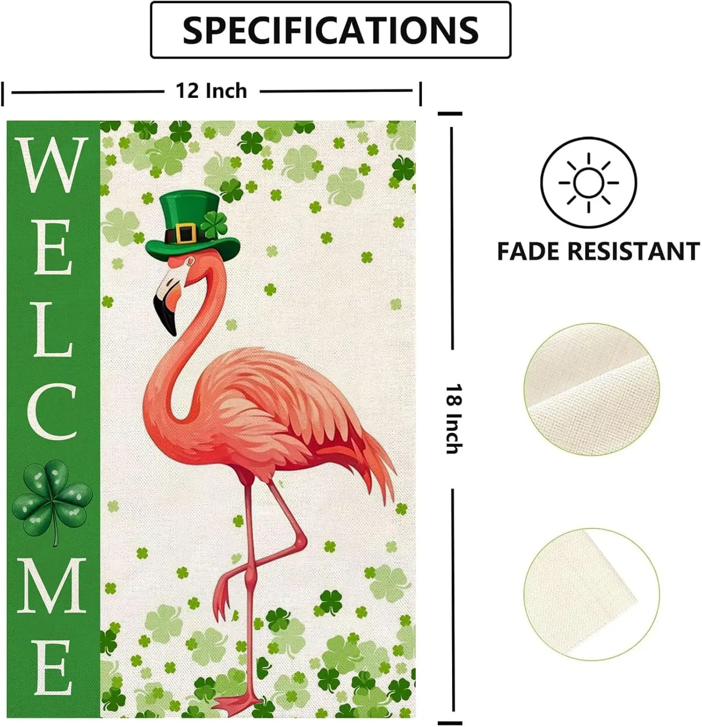 Welcome St Patricks Day Shamrock Garden Flag 12x18 Double Sided for Flamingo Outside Green Clover Spring Yard Flag Outdoor S EEZ