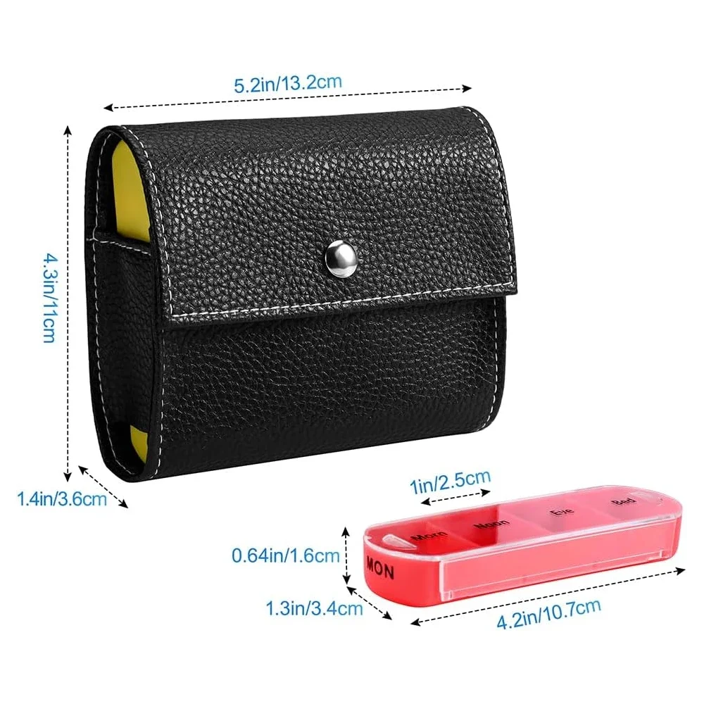 Pill Organizer Case,Weekly Travel Pill Case Medication Reminder,Day Night 7 Compartments,for 4 Times A Day,Include Carrying Case