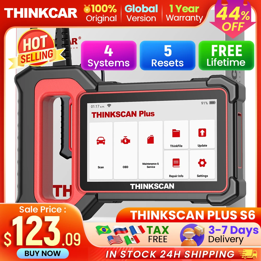 THINKCAR ThinkScan Plus S4 S5 S6 OBD2 Scanner Professional Car Diagnostic Tool Automotive Code Reader Diagnosis 28 Resets Scan