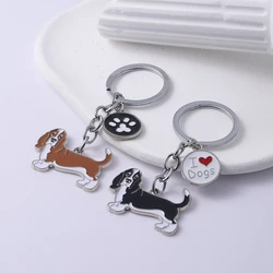 New Pet Key Ring Cute Dachshund Animal car Keychain Lovely Dog Key Bag Pendant For Best friend's gift