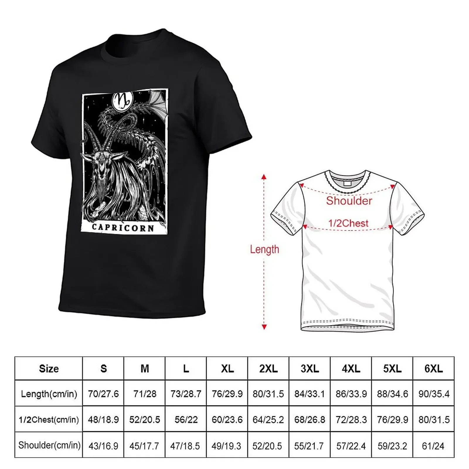 Capricorn Zodiac Tarot Blk T-Shirt graphic t shirts boys animal print t shirts for men graphic