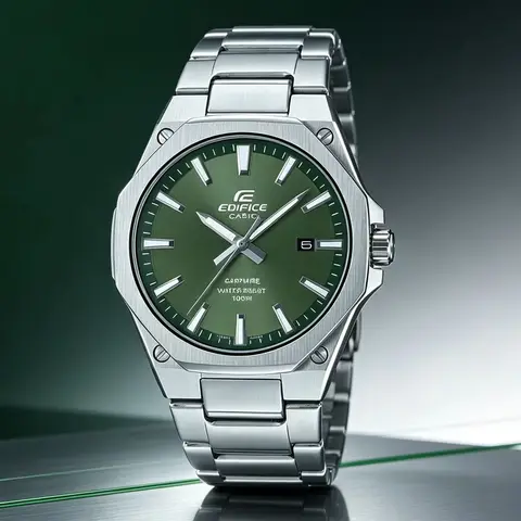 Casio EFR‑S108D Business Men Wristwatch | 3‑Hand Analog | Stainless Steel | 100M Waterproof Sapphire Crystal Date Watch