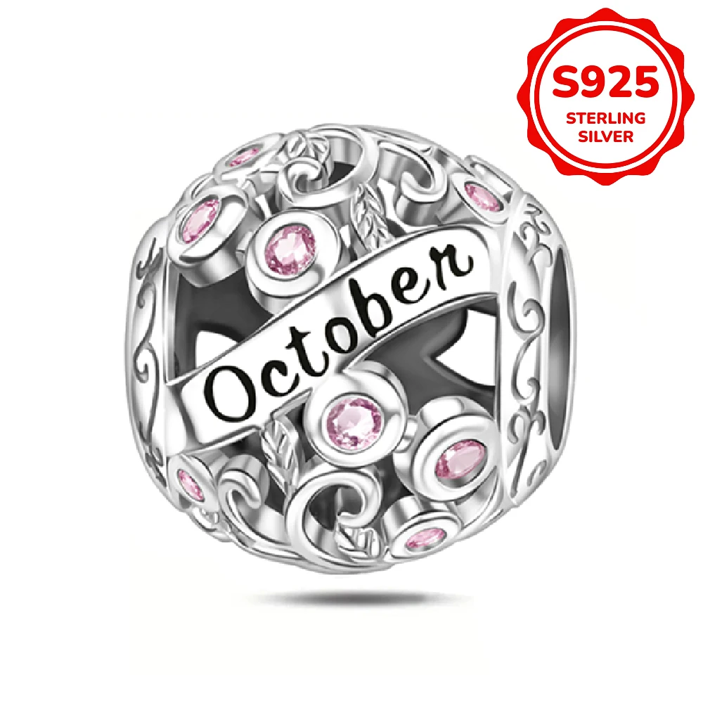 925 sterling silver pendant birthstone October beads compatible with original bracelet for both men and women DIY jewelry gift