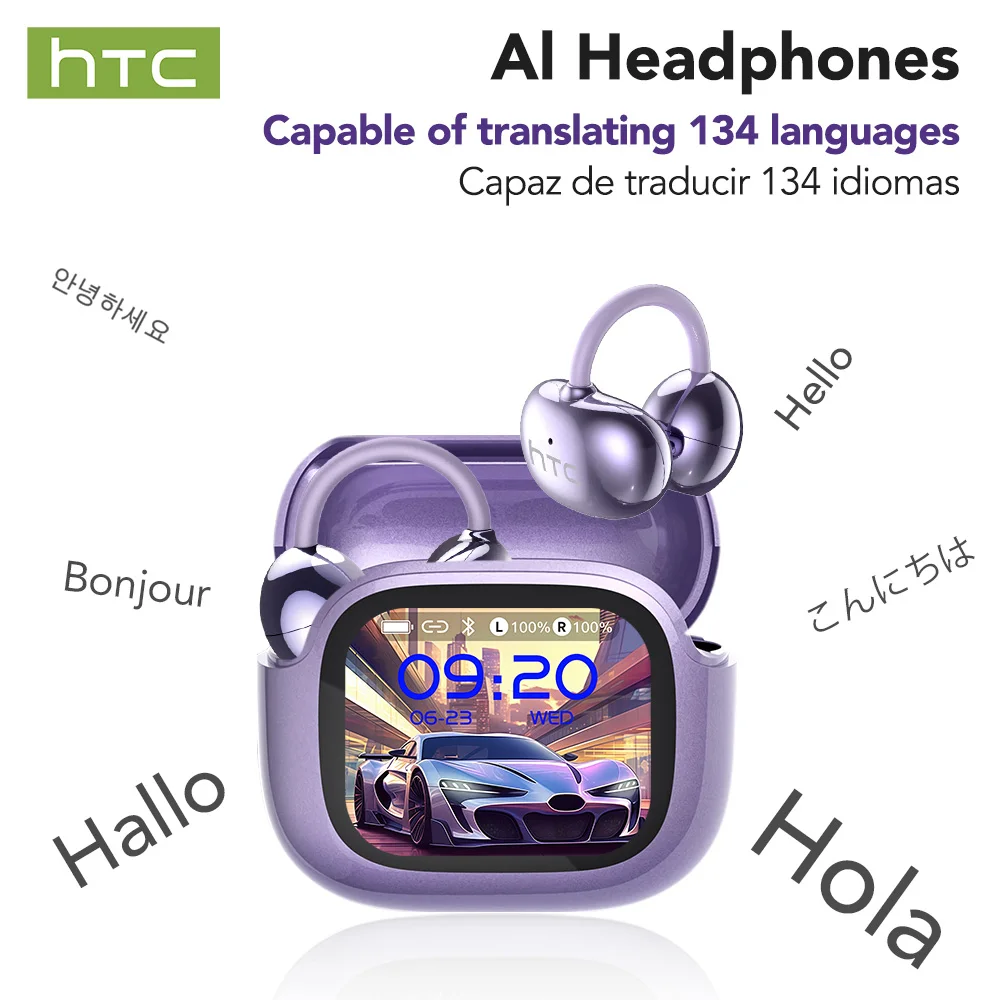 سماعات إلغاء الضوضاء HTC سماعات بلوتوث لاسلكية مع شاشة LED رقمية USB-C تشغيل 30 ساعة سماعات أذن مريحة #1