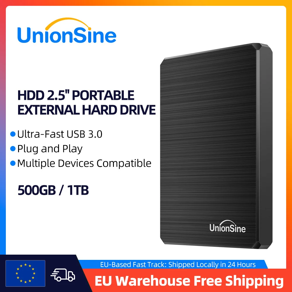 محرك الأقراص الصلبة الخارجي المحمول UnionSine HDD 1 تيرا بايت/500 جيجابايت 2.5 بوصة ذاكرة القرص USB تخزين لألعاب الكمبيوتر اللوحي والكمبيوتر المكتبي