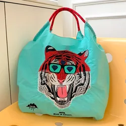 Cat ricamo Eco Bag borse firmate per donna borsa a tracolla Ball Tiger Shopper Tote manico in corda borse e portamonete Animal Hobo