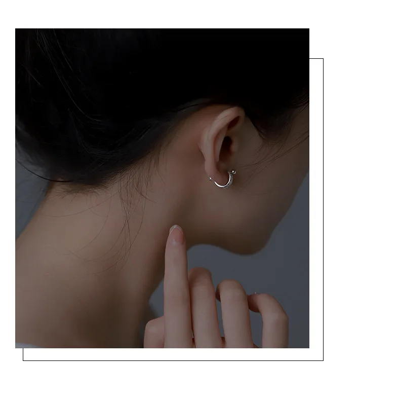Großhandel, modischer Charme, 925er Silber, minimalistische Creolen für Damen, Unisex, Party, Schmuck, Geschenk, trendiger Großhandel – Detail 6