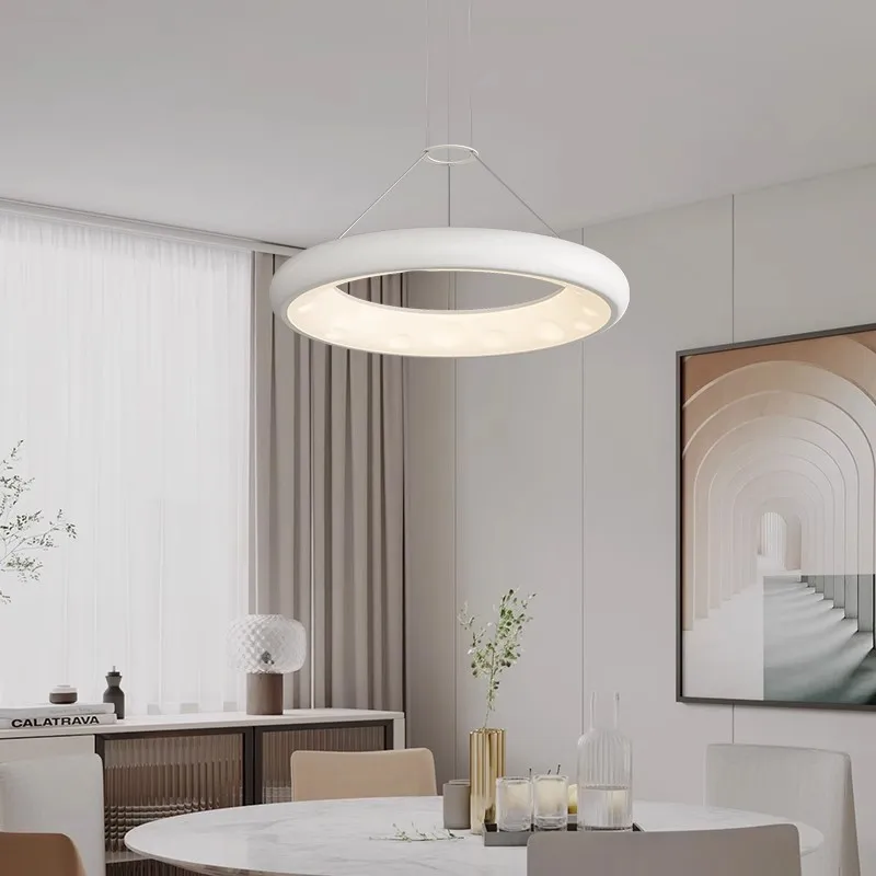 SANDYHA Full Spectrum Eye Protection Circular Acrylic Pendant Lights LED Lamp for Living Room Dining Table Decor Stylish