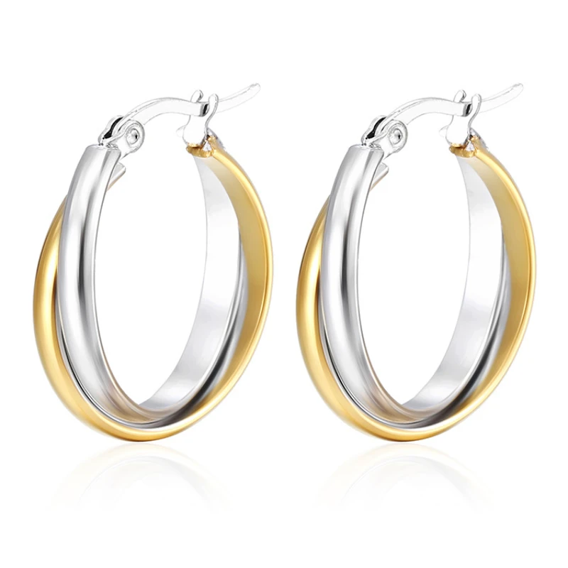 Spherical Circular Earrings with Stainless Steel Electroplating Women Trendy Simple Stud Earring Fashion Jewelry Gifts