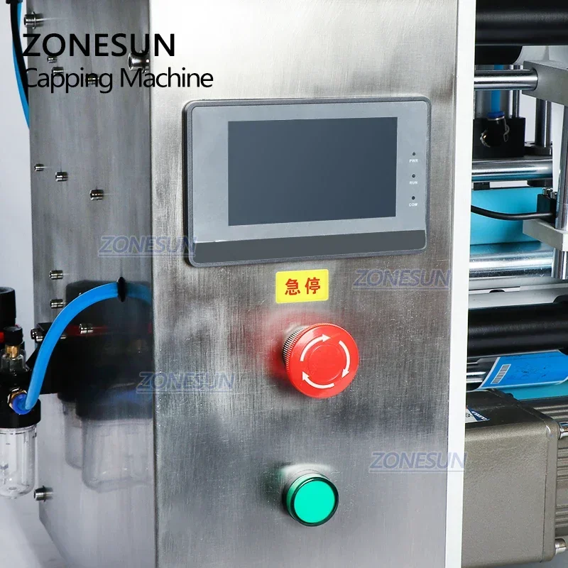 ZONESUN Semi Automatic Vial Small Round Bottle Double Sides Labeling Machine Label Applicator Dispenser ZS-TB100S1