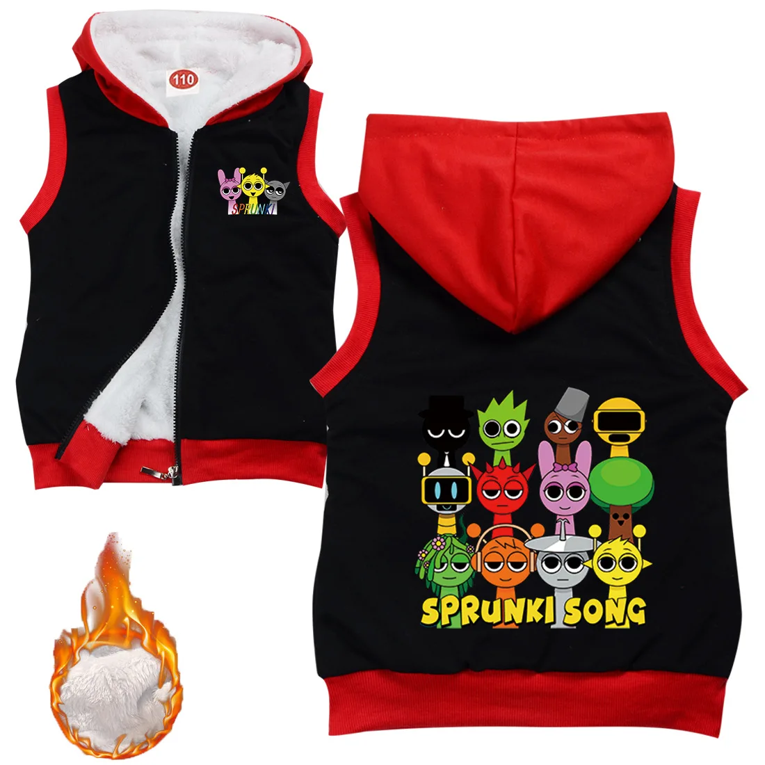 

Sprunki Cartoon Autumn Warm Vest Winter Boy Girls Thicken Waistcoat Kids Outerwear Child Teens Cotton Jackets Vest For 1-15 Y