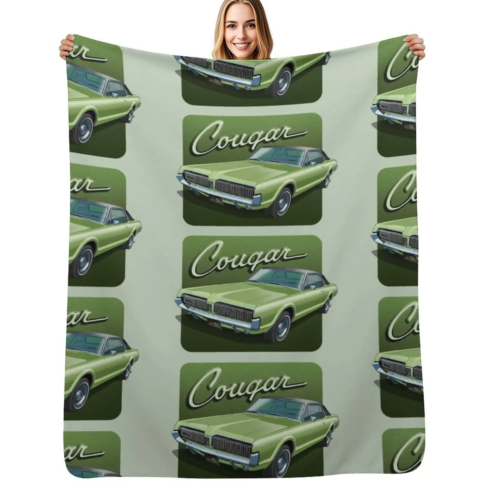 1967 Mercury Cougar in lime frost Throw Blanket Warm Plush Fuzzy Blanket for Living Room