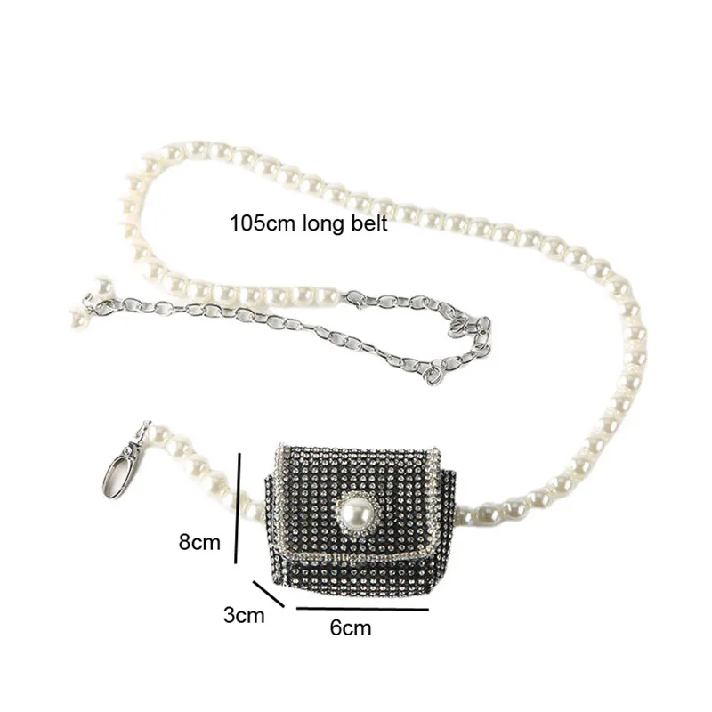 Bling strass diamante lungo nappa cintura catena di perle cintura diamante strass cinture borsa partito moda portamonete