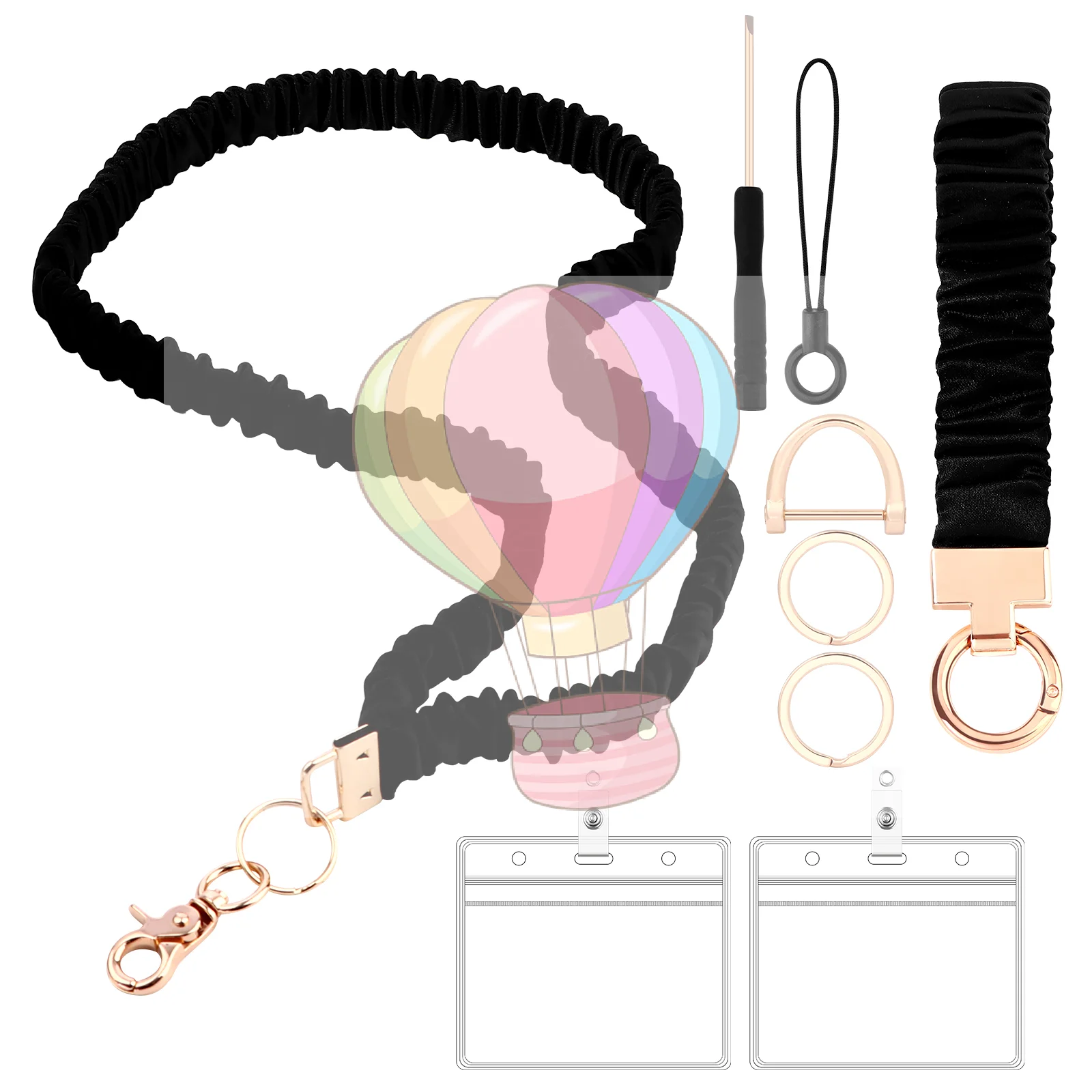 

Черные резинки для волос с горизонтальным держателем для значка, эластичный брелок для волос, выдвижной отрывной резинка для волос, эластичный ремешок для волос