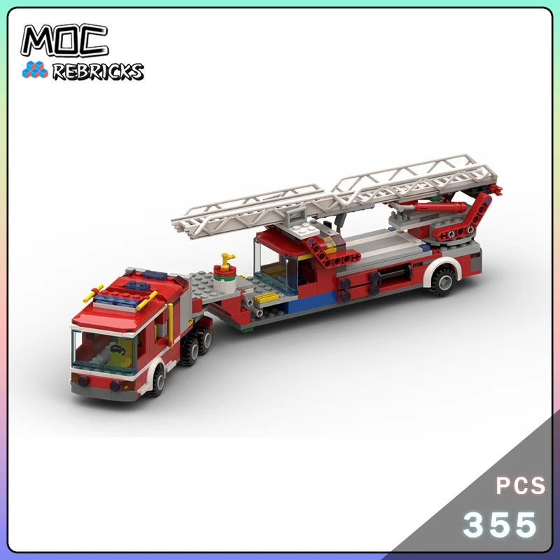 

MOC a 60112 Ladder Fire Truck Building Blocks Set Toy Assembly Christmas Gift for Boys And Girls