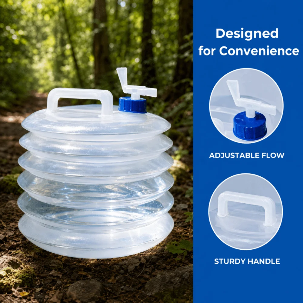 Large Capacity Folding Water Container 5L Bucket With Spigot Collapsible Water Canteen Packable Design Portable Water Storage