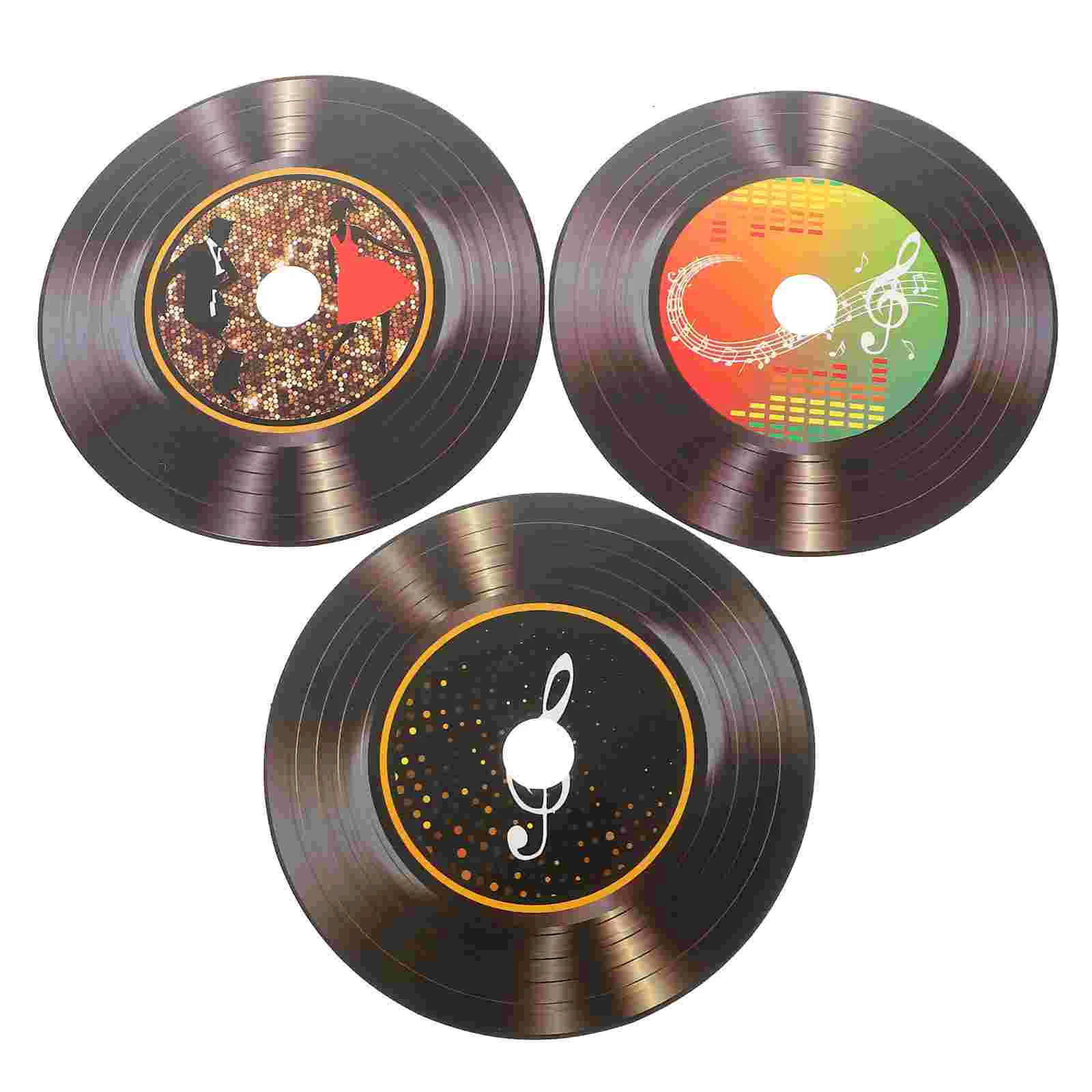 

12 Pcs Coaster Vinyl Record Decoration Cup Coasters Fake Records Pvc For Wall Aesthetic