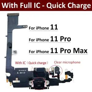 Bilashmart BackShell USB Charging Port Charger Board Flex Cable Iphone 11 Pro 11Pro Max Dock Connector With Microphone