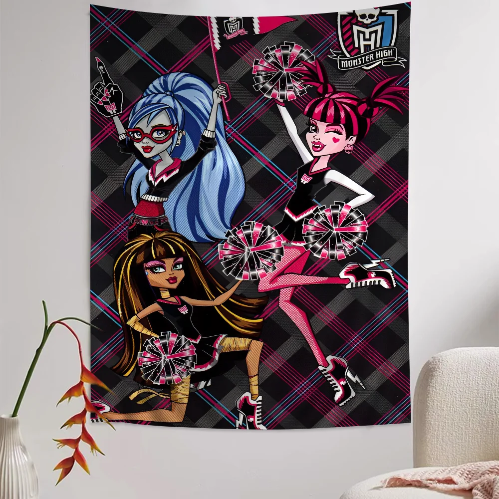 مخطط دمية كرتوني نسيج لغرفة المعيشة ، أزياء فتاة M-Monster H-High ، ديكور النوم ، ديكور المنزل الفني #6