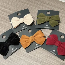 Vintage Autumn Winter New Suede Temperament Velvet Fabric Bow Hair Clip Duck Beak Clip Hair Accessories