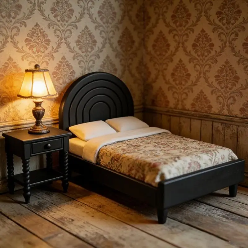 Modern Doll House Bed Frame Miniature Model Single Bed Figurine For Photography