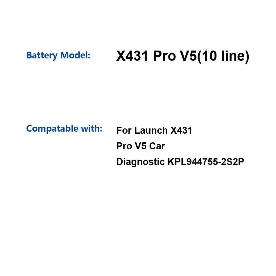 

Long-Lasting Laptop Battery 6300Mah For Launch X431 Pro V5 Car Diagnostic KPL944755-2S2P 10 Line