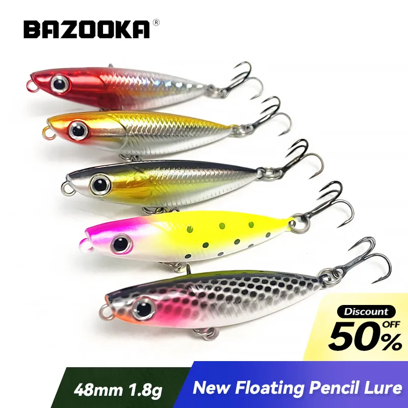 

Bazooka Floating Jerkbait Pencil Fishing Lure Hard Bait Carkbait SwimBait Plastic Topwater Wobbler Shiner Bass Pike Trout Winter