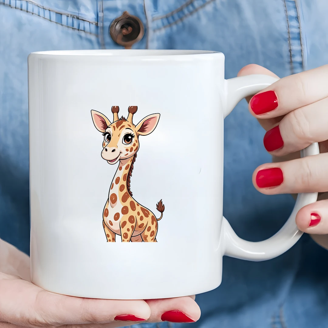 

11oz cartoon giraffe mug kids' hot & cold beverage cup Christmas family office gift