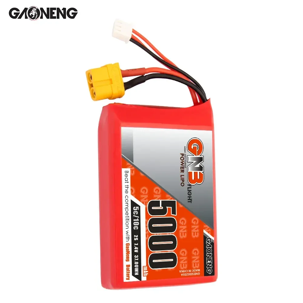 GNB 7.4V 5000mAh 2 s1p 5C/10C bateria Lipo z wtyczką XT60 dla Radiomaster TX16S nadajnik zdalnego sterowania części do zdalnego sterowania