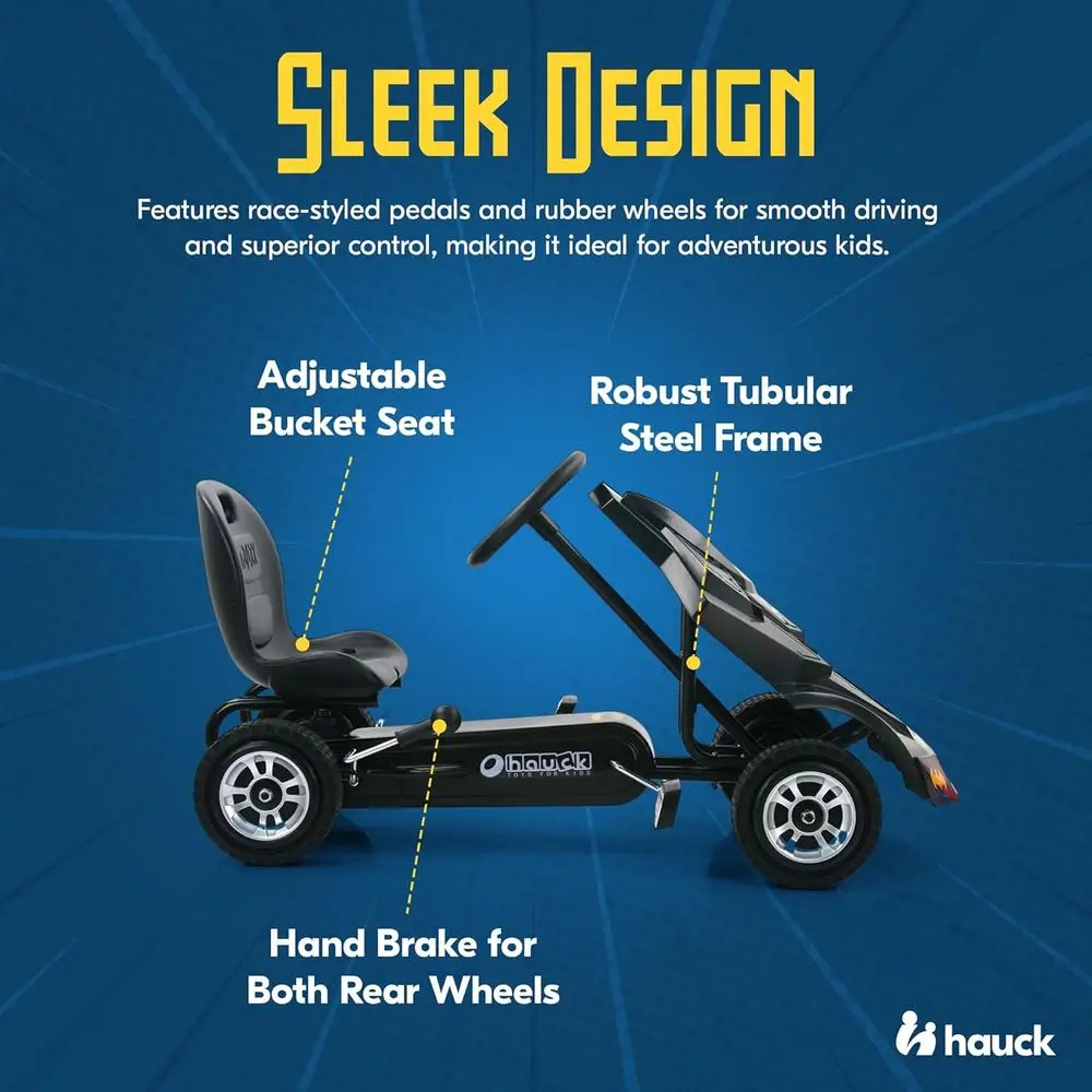 Batmobil Pedal Go Kart, Superheldenfahrt auf Batman-Autofahrzeug für Kinder, Schwarz