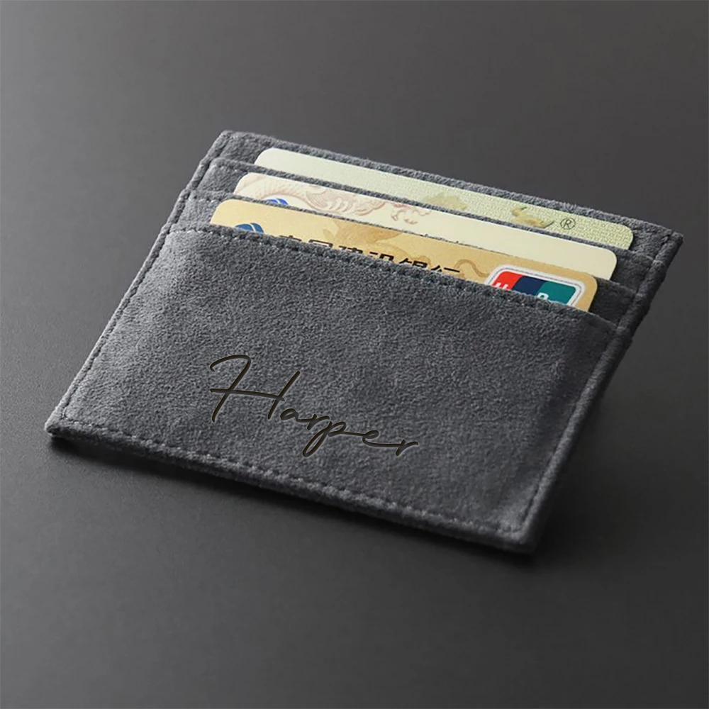 Customizable 3D Laser Engraved Name Personalized Women Men Wallet PU Faux Leather Fashion Design Simple Lightweight Card Wallet image 2