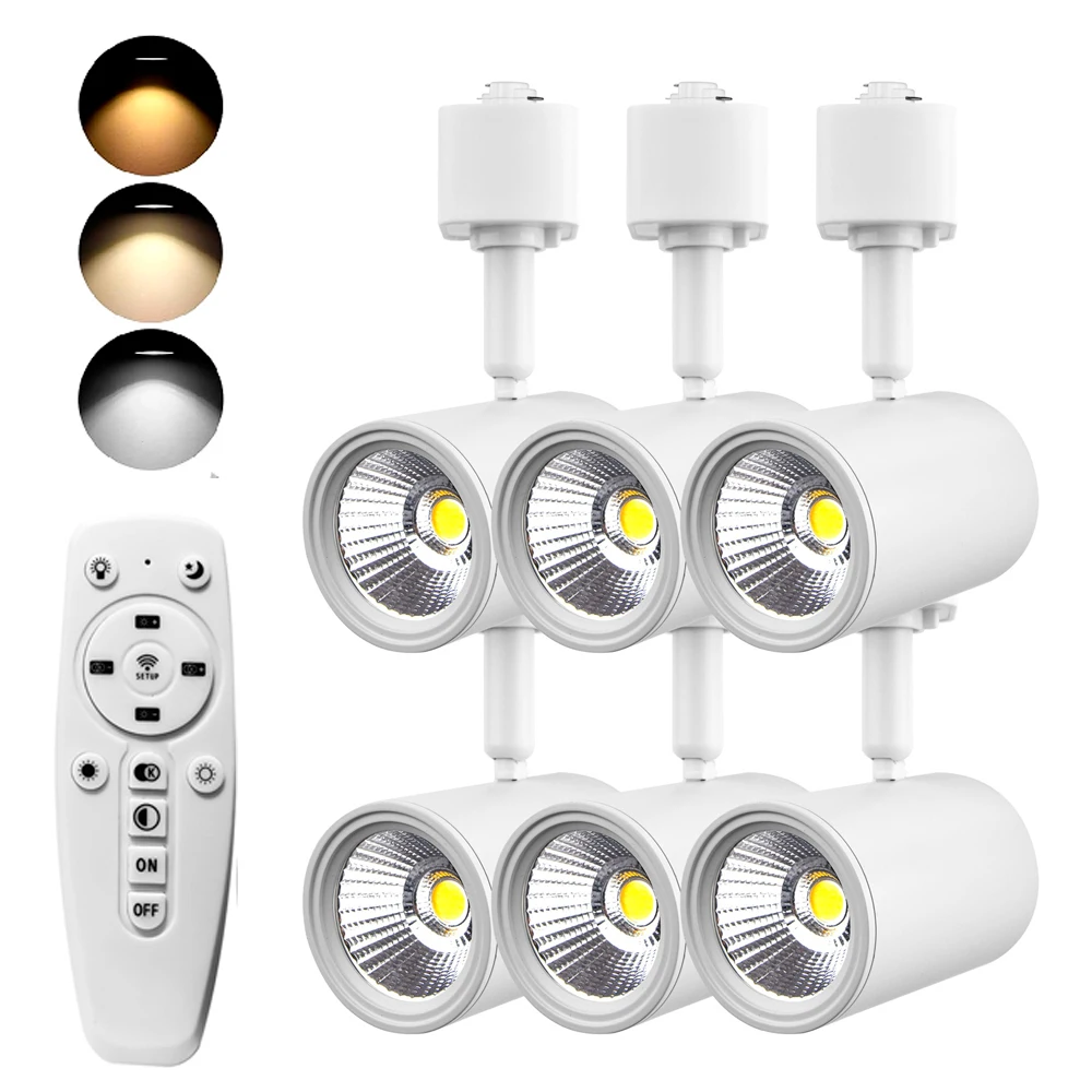 Aladin 6PCS 2.4G Telecomando Inifite Regolazione della temperatura del colore Illuminazione a binario a LED Faretto a soffitto Sistema di binario a 3 fili tipo H