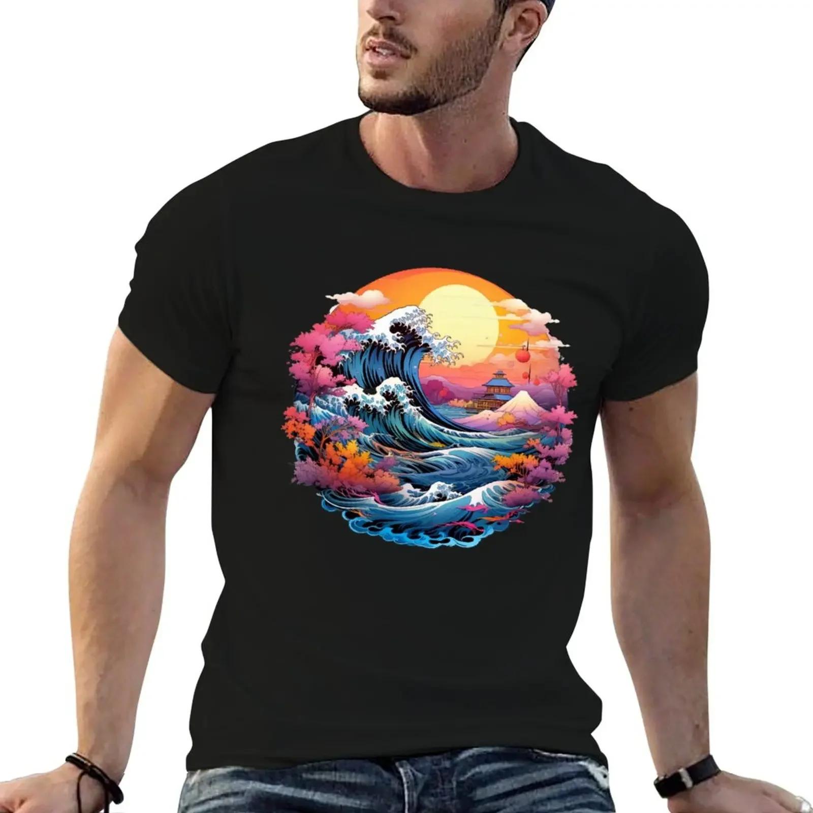 

The Great Retro Wave Classic wave of sea and sky T-Shirt funny gifts summer 2025 quick drying mens funny t shirts