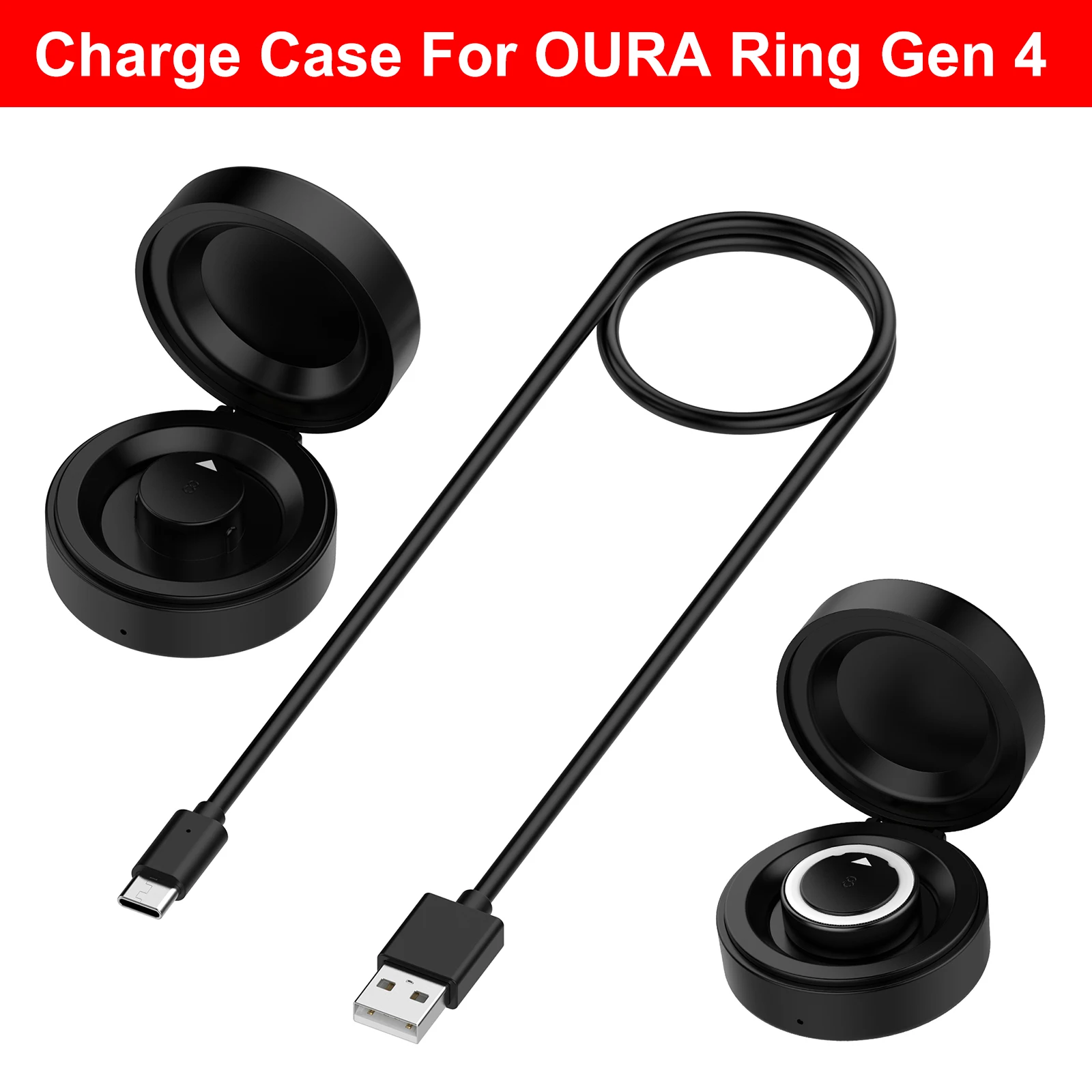 

Compatible for Oura Ring Gen 4 Charger Station Portable Safe Charging Dock with USB-C Cable for Smart Ring