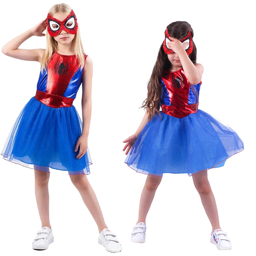 

Костюм Человека-паука, платье Человека-паука, маска, 2 предмета, костюм супергероя для косплея, карнавал, Хэллоуин, сценический костюм, наряд