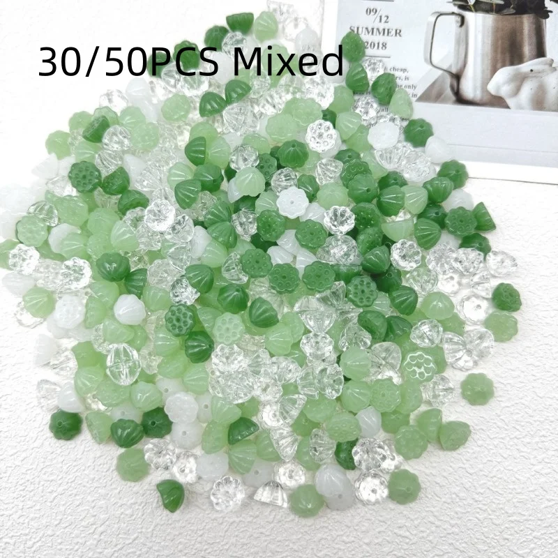 30/50PCS Jade Proof Glass Crystal Bracelet Accessories Lotus Seed Loose Beads Can Be Handmade DIY Hairpin Hair Jewelry Materials