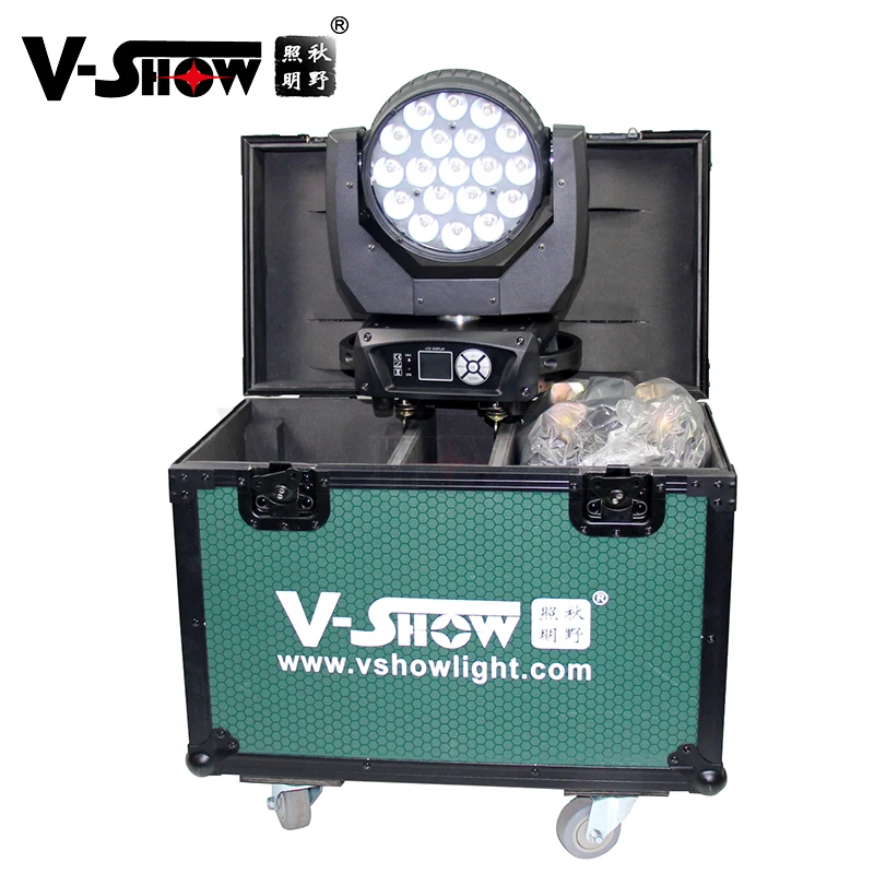 shipping from USA 2pcs with flight case Led zoom Stage Light 19*15w LED Mac aura led wash moving head light