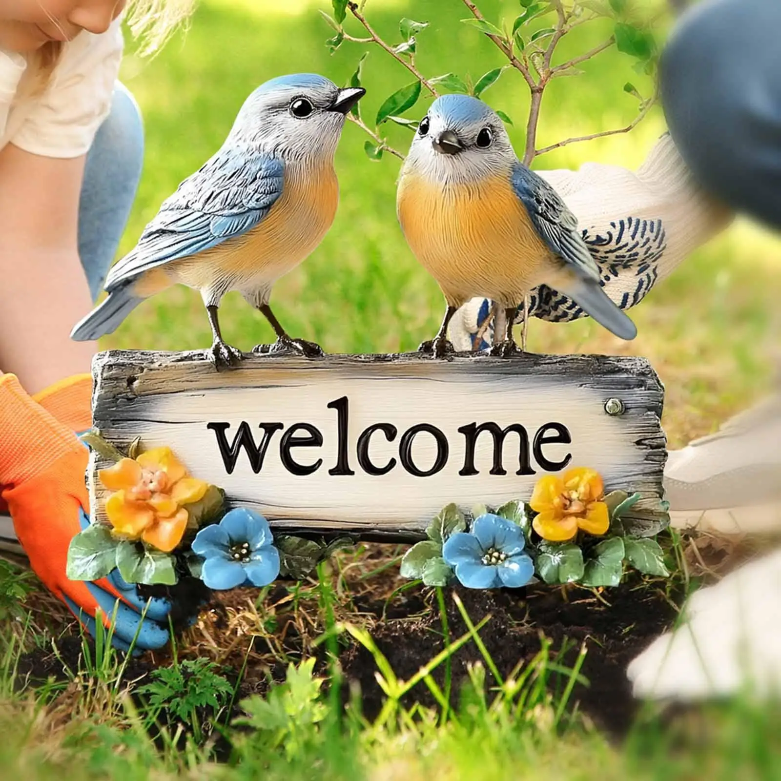 

Welcome Bird Yard Sign PVC Lawn Decoration Garden Decor Colorful Garden Stake for Outdoor Backyard Courtyard Pathway Lawn