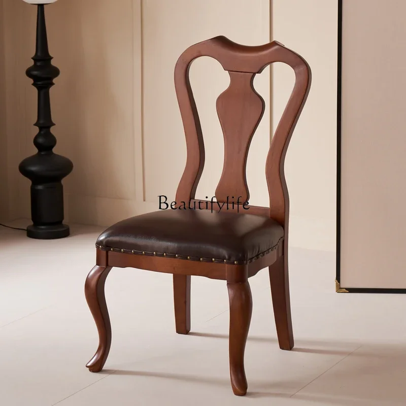 .Solid wood dining chair Home dining room French chair Single backrest