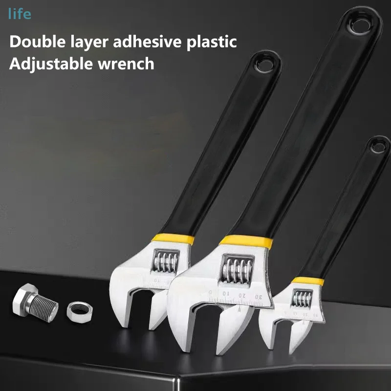 

High-Quality 6/8/10/12 Inch Adjustable Wrench with Rubber Grip for Efficient Car Repair and Plumbing Tasks