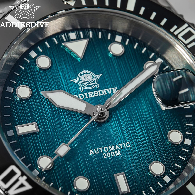ADDIESDIVE New Automatic Watch For Men Ceramic Bezel Stainless Steel Water Ghost Diver Watch Waterproof 8215 Mechanical Watches