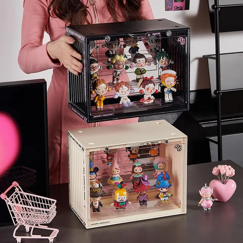 

Blind Box Showcase Pop Mart Figures Display Stand Case Transparent Collectible Model Storage Box Dustproof Toy Doll Organizer