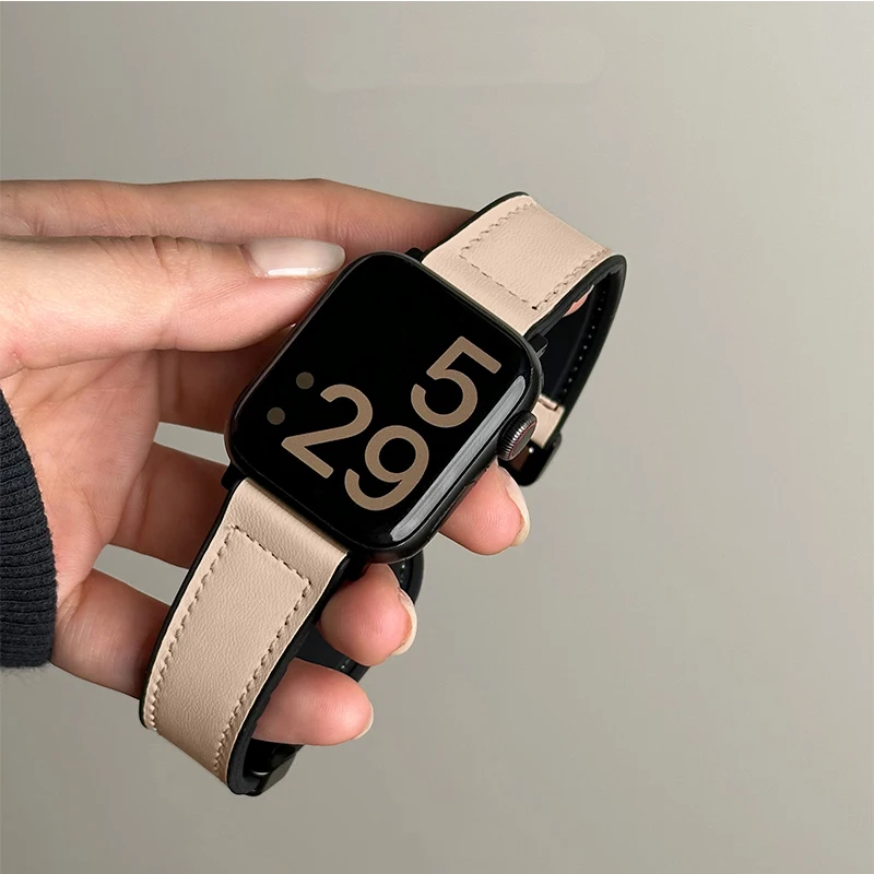Leer + siliconen band voor Apple Watch Band Ultra 49 mm 44 mm 45 mm 41 mm 46 mm 40 mm 42 mm Magnetische armband iwatch Series 10 9 8 7 6