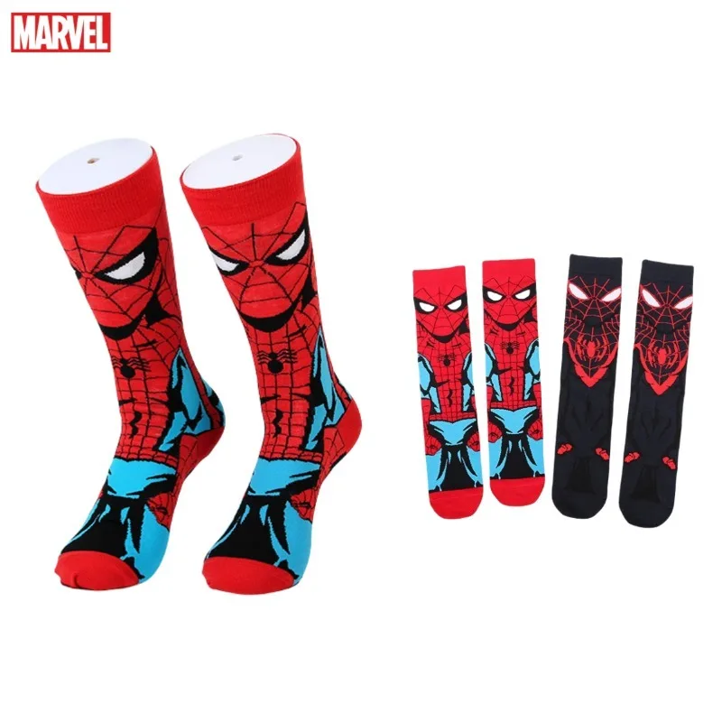 Calcetines de media pantorrilla de dibujos animados de Marvel Spider-Man, medias de pareja geniales con personalidad creativa, deportes casuales, animación de películas, periféricos, nuevo