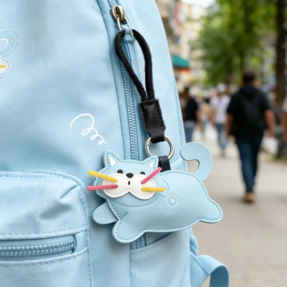 Creative Cute Puppy Keychain PU Leather Frog Bag Hanging Pendant Dog Sound Feature Car Key Chain Bag Charm