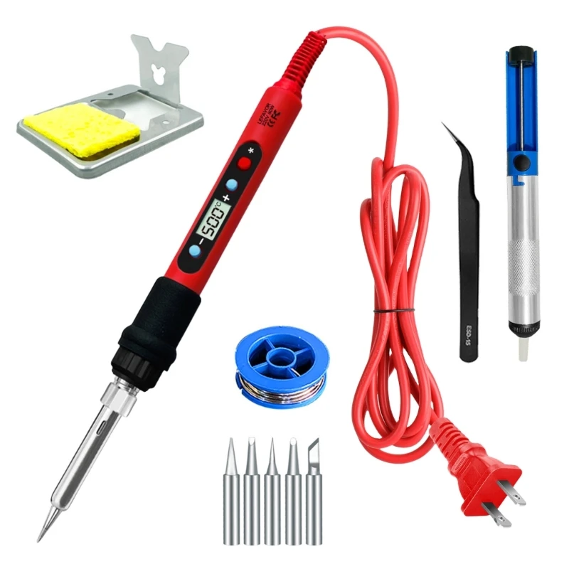 Soldering Iron Kits LCD Digital Soldering Pen Kits Ceramic Heaters 180°C-500°C Adjustable Temperature Soldering Kits